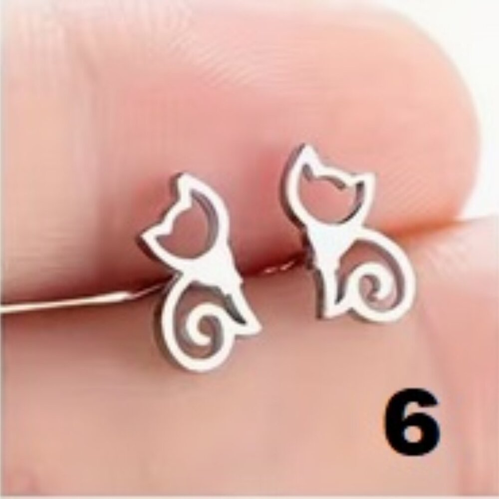 Purr-fectly Cute - Choice - Stainless Steel Post Earrings - Picture 7 of 9